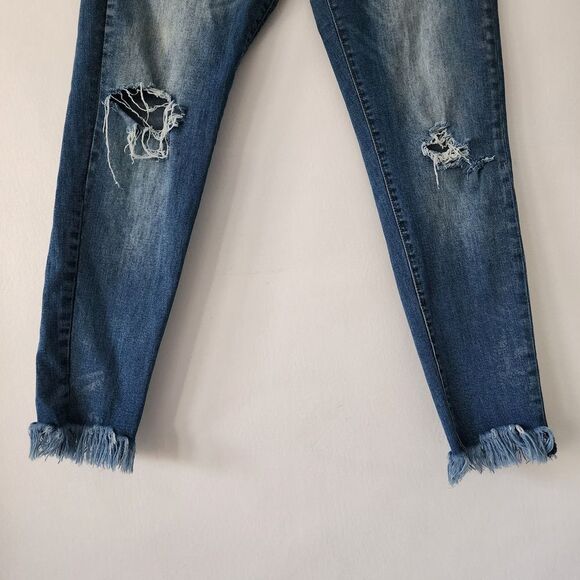 Kancan‎ raw fringe hem distressed skinny ankle jeans womens size 9 28 - Picture 2 of 8